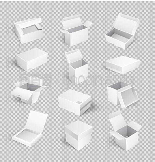 开口顶部包装盒 从储存到运输的纸板容器矢量图标全解析